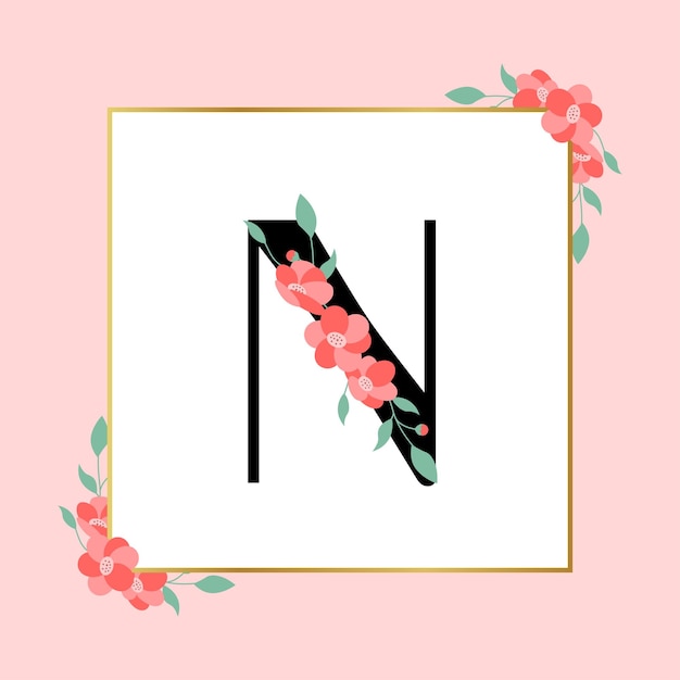 Logo féminin floral lettre N