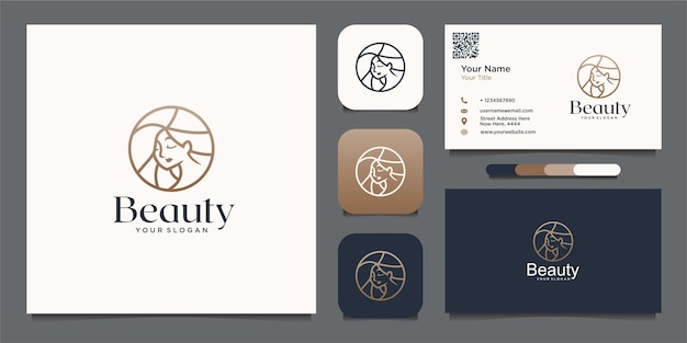 Logo De Femme De Beauté Pour Le Modèle De Conception De Salon Naturel De Spa Et Carte De Visite Vecteur Premium