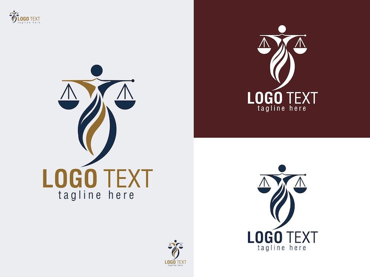Vecteur logo de la femme de la justice professionnelle échelles légales élégantes et conception de symbole de la justice féminine