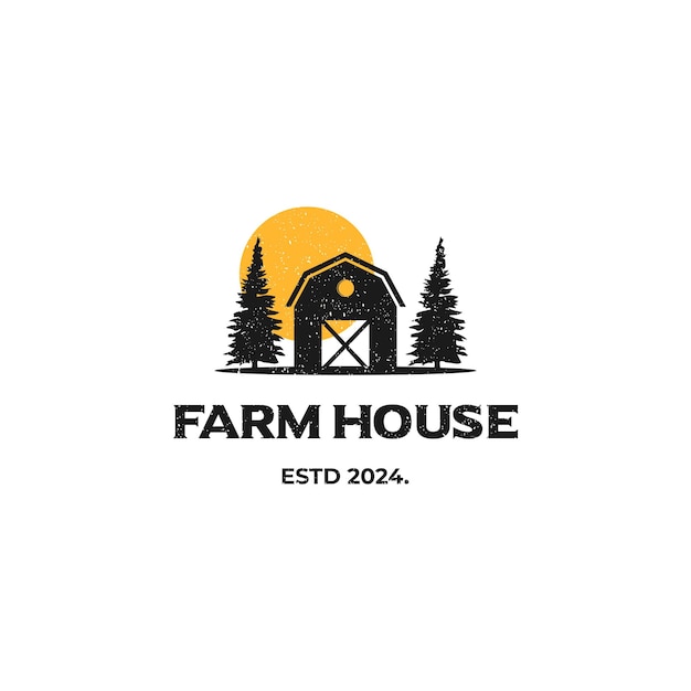 Vecteur le logo de la ferme est un design retro hipster vintage.