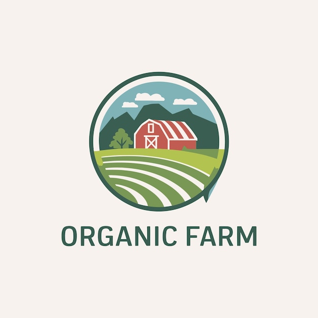 Vecteur un logo de ferme avec une grange sur le dessus