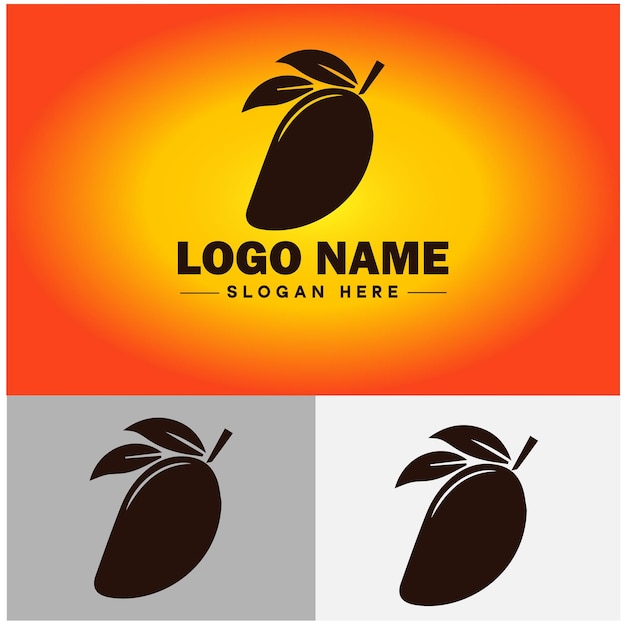 Vecteur le logo de la ferme de mangue est un logo vectoriel de symbole de marque fraîche.