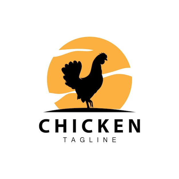 Logo de la ferme de poulets animaux de l'élevage de pouleterie conception de restaurant de poulet frit