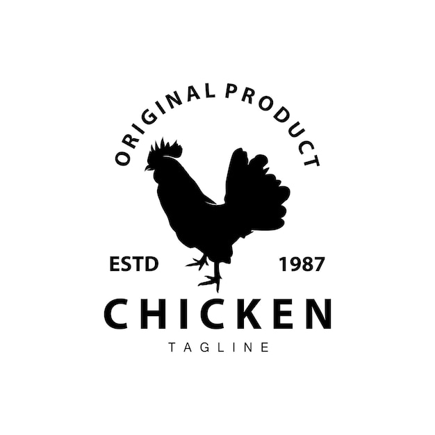 Logo de la ferme de poulets animaux de l'élevage de pouleterie conception de restaurant de poulet frit