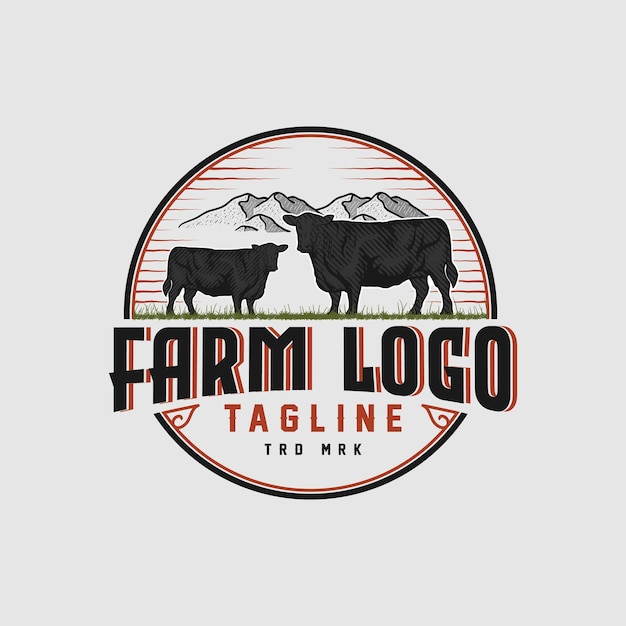 Vecteur le logo de la ferme vintage