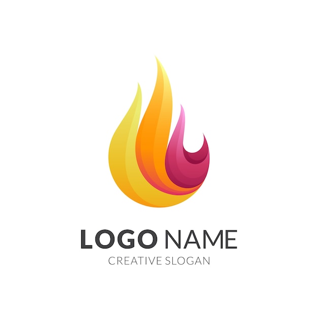 Logo De Feu Avec Style Coloré 3d