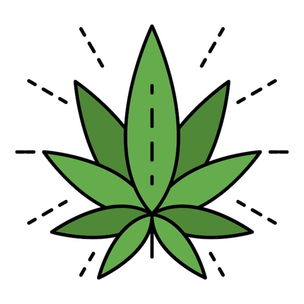 Vecteur logo de feuille de cannabis écologique contour du logo vectoriel de feuille de cannabis écologique couleur plate isolée sur blanc