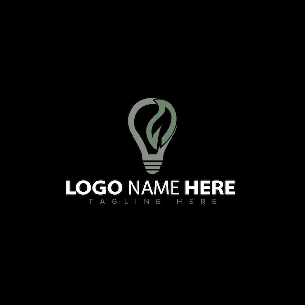 Vecteur logo de feuille de croissance de bulbe créatif sur fond noir icône verte logo illustration art