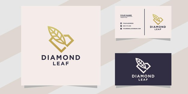 logo de feuille de diamant et modèle de carte de visite