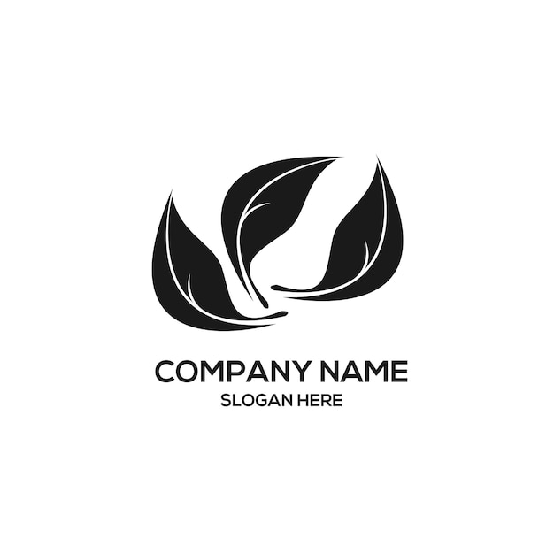 Logo De Feuilles Noires Sur Fond Blanc