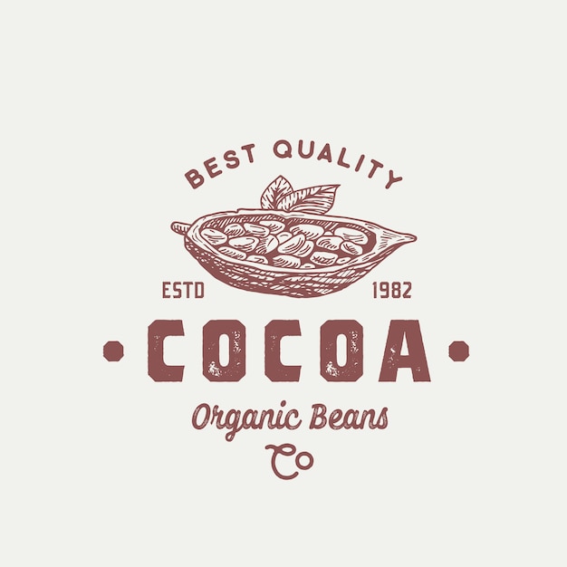 Vecteur logo de fèves de cacao bio