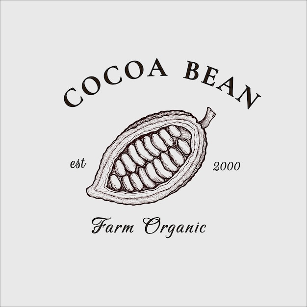 Vecteur logo des fèves de cacao biologiques vectorielles