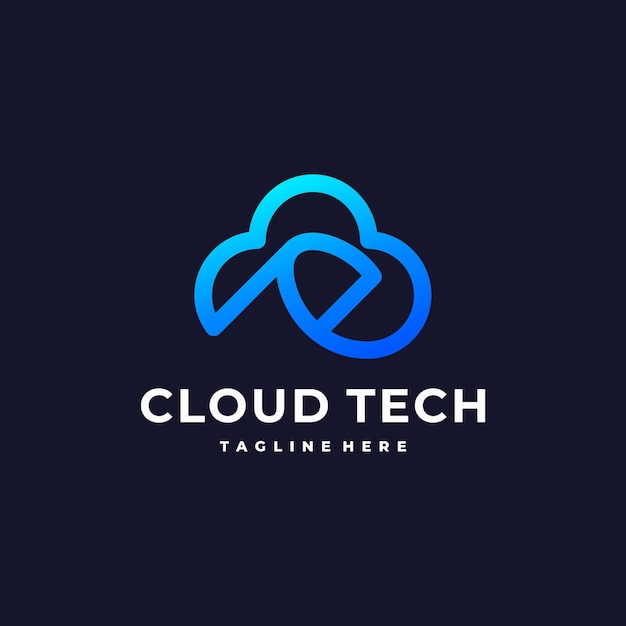 logo de fichier cloud avec signe papier en concept linéaire