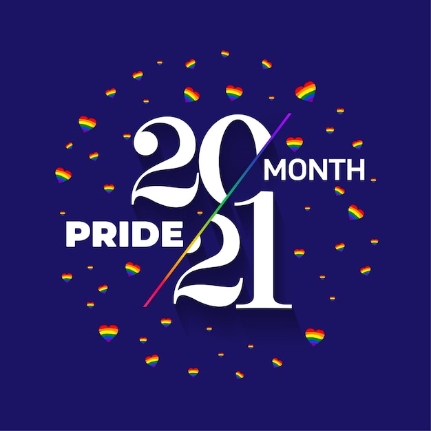 Logo de fierté LGBT. Logo d'insigne de fierté 2021 avec bannière carrée de coeur de drapeau arc-en-ciel lgbt. Élément de design vectoriel créatif pour le logo du mois de la fierté, modèle de publication sur les réseaux sociaux. Illustration vectorielle.