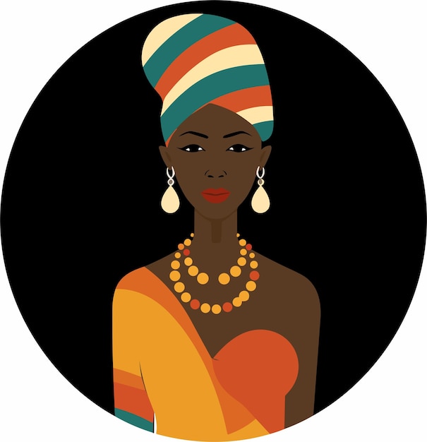 Vecteur logo de fille africaine traditionnelle