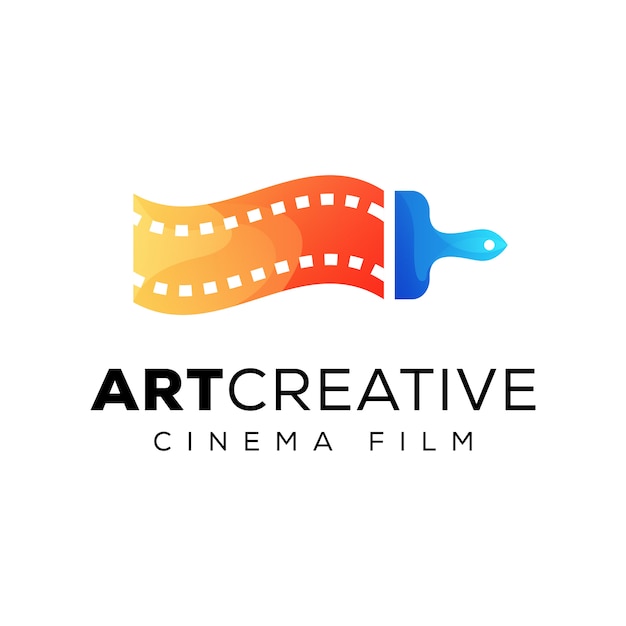 Logo De Film De Cinéma Créatif, Logo De Studio D'équipe Créative, Peinture Avec Concept De Logo Vidéo Rouleau