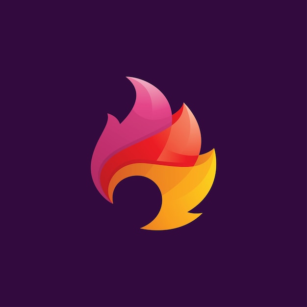 Vecteur logo de flamme de feu abstrait avec dégradé de couleurs qui se chevauchent