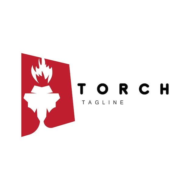 Logo Flamme Torche Conception Vectorielle Simple Modèle Illustrator Rétro