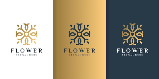 Logo De Fleur Avec Concept De Luxe Doré