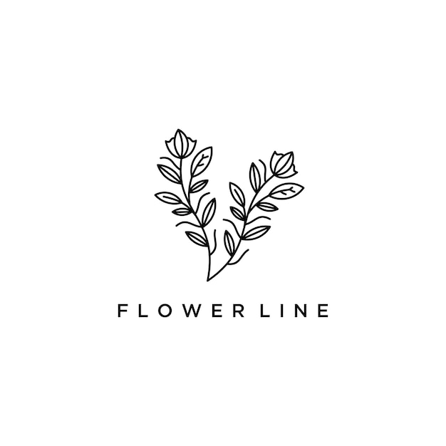 Logo De Fleur Dessiné Avec Des Lignes Minimales