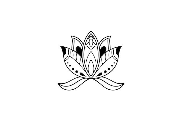 Logo De Fleur De Lotus Dans Un Style Design Zentangle