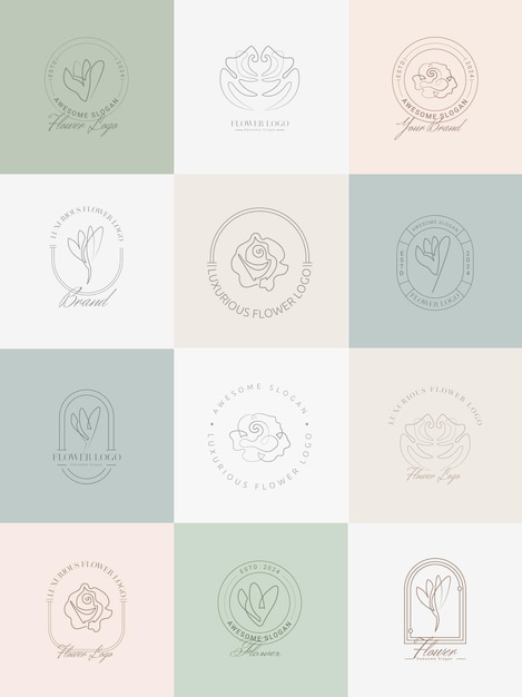 logo de fleur de luxe avec des lignes modernes