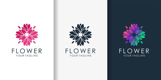 Logo De Fleur Avec Style Dégradé Moderne Et Modèle De Conception De Carte De Visite