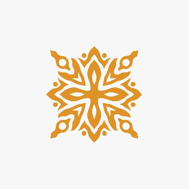 Logo de fleur tribale de mandala d'or sur l'illustration vectorielle de tatouage de décalque de pochoir de fond blanc
