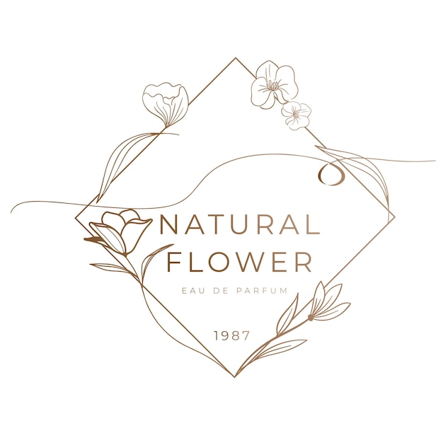 Vecteur logo de fleurs abstraites dessinées à la main dans l'illustration vectorielle d'icône de figure géométrique dans la ligne à la mode