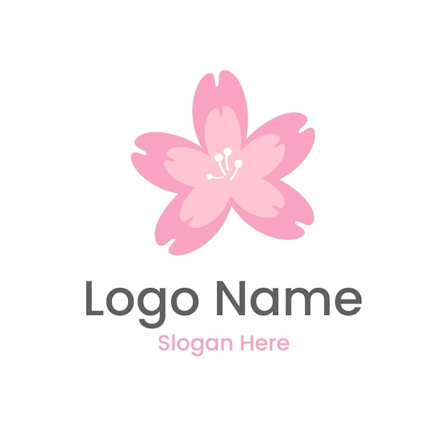 Vecteur logo de fleurs de sakura rose