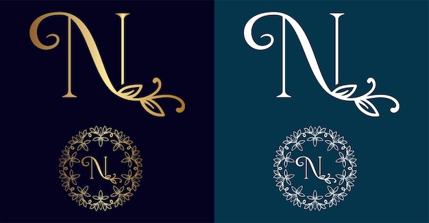 logo floral conception de lettre N