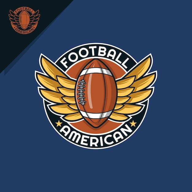 Logo De Football Américain Avec Ailes Dorées Pour Emblème Ou Icône