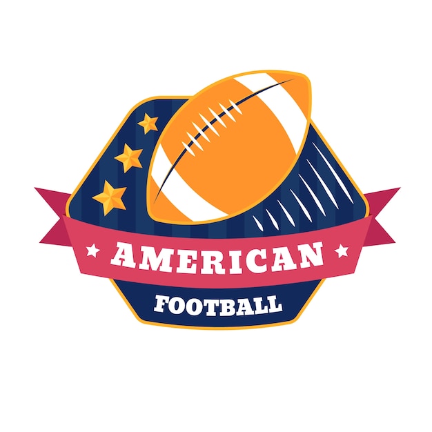 Logo De Football Américain Design Plat Dessiné à La Main