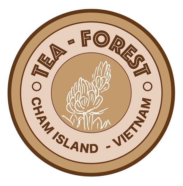 Vecteur logo de la forêt de thé de l'île de cham au vietnam