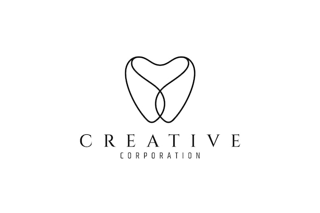 Logo de forme dentaire de dent simple avec concept de style de conception d'art en ligne