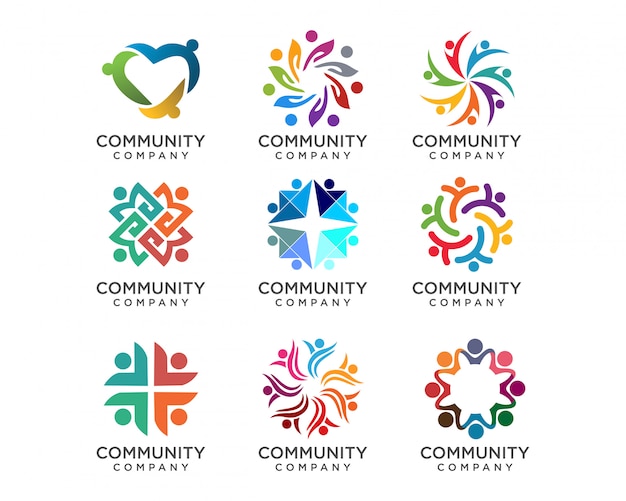 Vecteur logo de forme de personnes et de la communauté