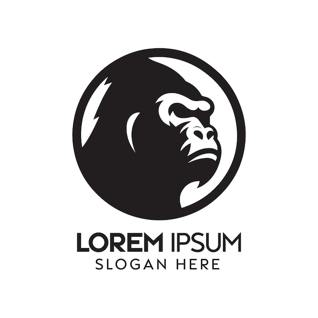 Le Logo Frappant Du Gorille Noir Et Blanc Entouré Pour L'identité De La Marque