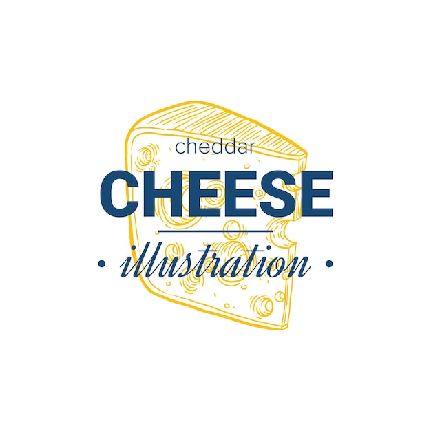 Vecteur logo de fromage avec illustration de fromage gravé