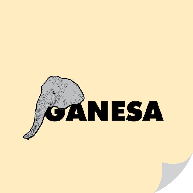 Logo Ganesa Avec Illustration Tête D'éléphant