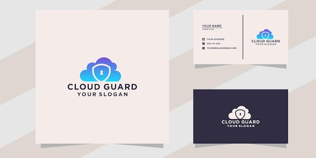 Vecteur logo de garde de nuage avec modèle de carte de visite