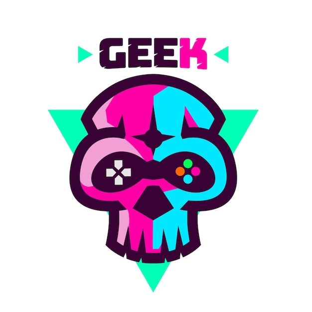 Logo De Geek Crâne Minimaliste Simple