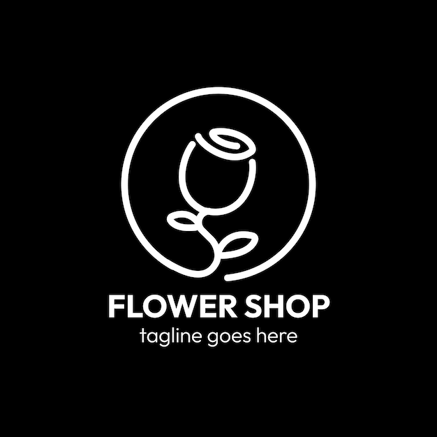 Logo Géométrique De Contour De Magasin De Fleurs