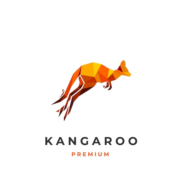 Logo Géométrique D'illustration De Kangourou Dans La Couleur Vibrante Du Feu
