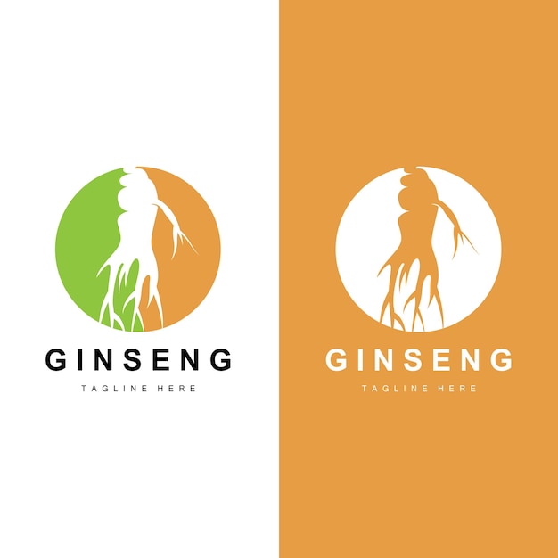Logo Ginseng Plante Herbacée Vecteur Phytothérapie Naturelle Ginseng Herbe Boisson Icône