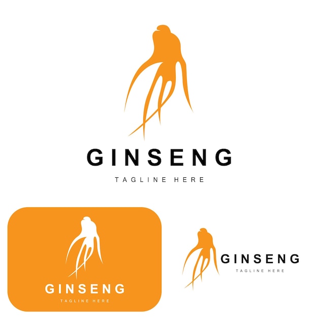 Logo Ginseng Plante Herbacée Vecteur Phytothérapie Naturelle Ginseng Herbe Boisson Icône