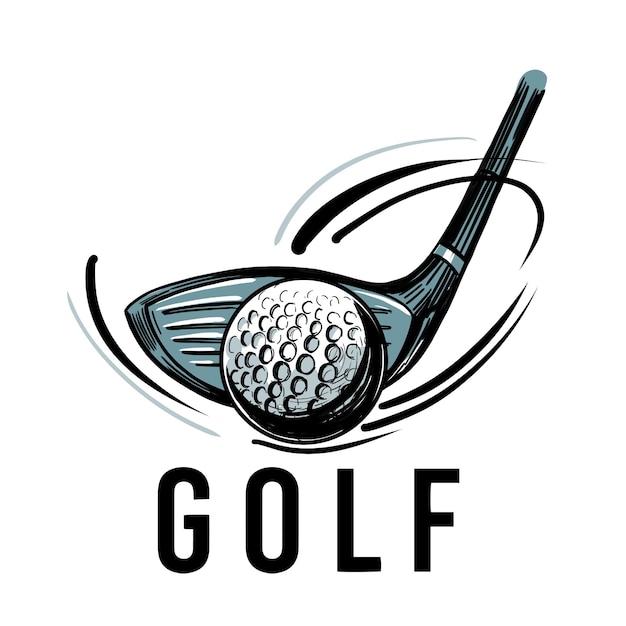 Vecteur logo de golf. putter et balle de golf. illustration vectorielle