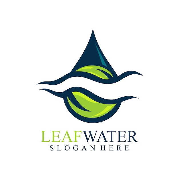 Vecteur logo d'une goutte d'eau, d'une vague et de feuilles combinées