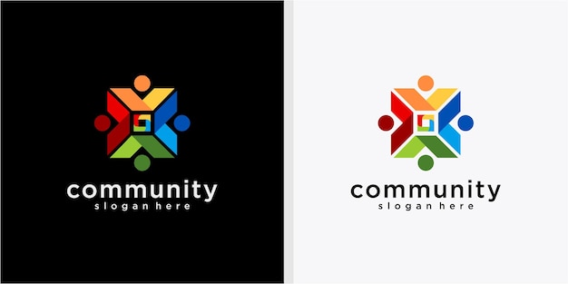 Vecteur logo graphique abstrait personnes communauté coloré groupe social logo design vecteur