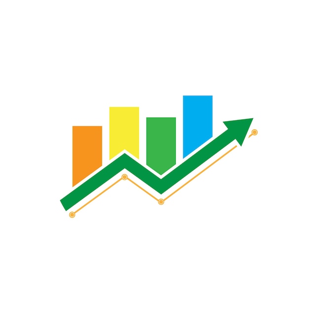 Logo de graphique de croissance d'entreprise avec barre fléchée et diagramme linéaire