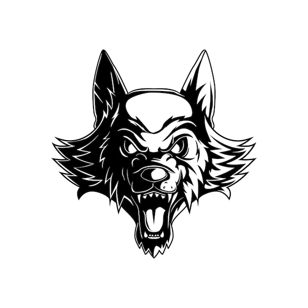Vecteur logo graphique tête de loup méchant